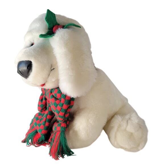 Cuddly Messengers Christmas Dog Plush Stuffed Animal 14" White Puppy Holiday - Picture 10 of 16